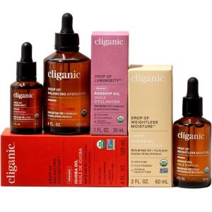 Cliganic Organic Nature’s Glow Oils Trio: Jojoba, Argan & Rosehip – For Face, Hair & Body