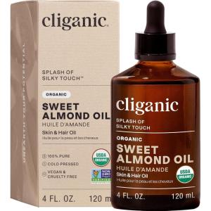 Cliganic Organic Sweet Almond Oil, 100% Pure (8oz) – for Skin & Hair, Nourishing Carrier Oil for Face & Body(4 Fl Oz (Pack of 1))