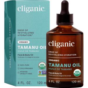 Cliganic USDA Organic Tamanu Oil, 100% Pure – For Face, Hair & Skin | Natural Cold Pressed Unrefined Hexane-Free(4 Fl Oz (Pack of 1))