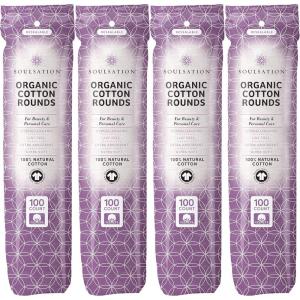 Organic Cotton Rounds, 400 Count – Makeup Remover Pads for Face, Lint-Free(100 Count (Pack of 4))