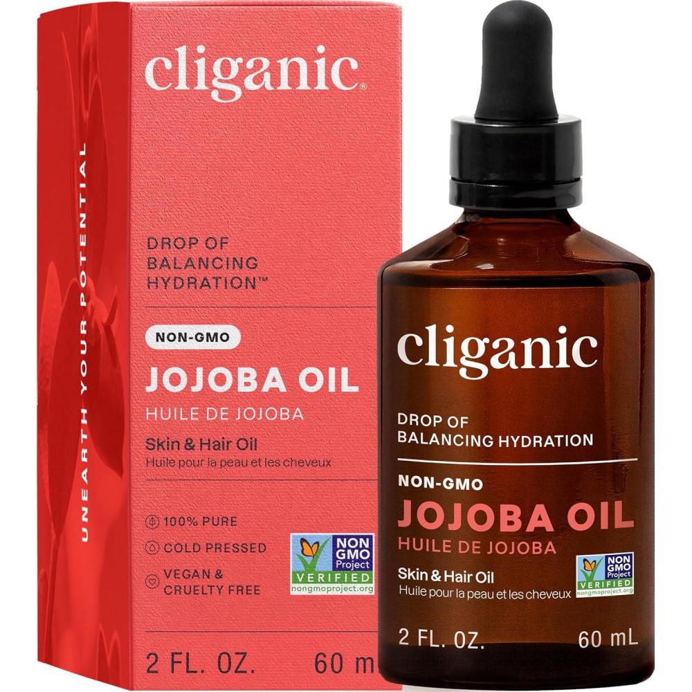 imageCliganic NonGMO Jojoba Oil for Skin Hair amp Face 4oz 100 Pure Natural Cold Pressed Unrefined Hexane Free2 Fl Oz Pack of 1