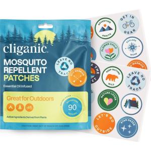 Cliganic Mosquito Repellent Stickers (90 Pack) – Camping Patches for Kids & Adults, Natural DEET-Free, Essential Oil Infused(90 Count (Pack of 1))