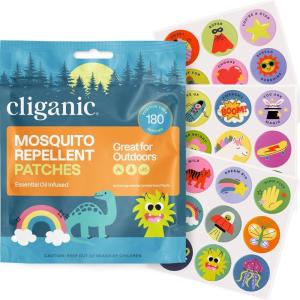 Cliganic Mosquito Repellent Stickers (90 Pack) – Positive Vibes Patches for Kids, Natural DEET-Free, Essential Oil Infused(180 Count (Pack of 1))