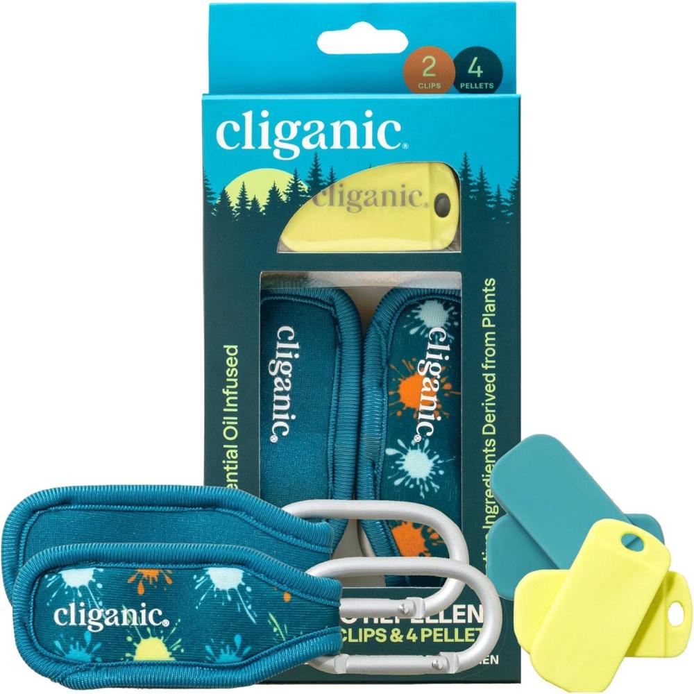 imageCliganic Mosquito Repellent Pack 2 Clips 4 Refill Pellets Natural DEETFree Essential Oil Infused2 Count Pack of 1