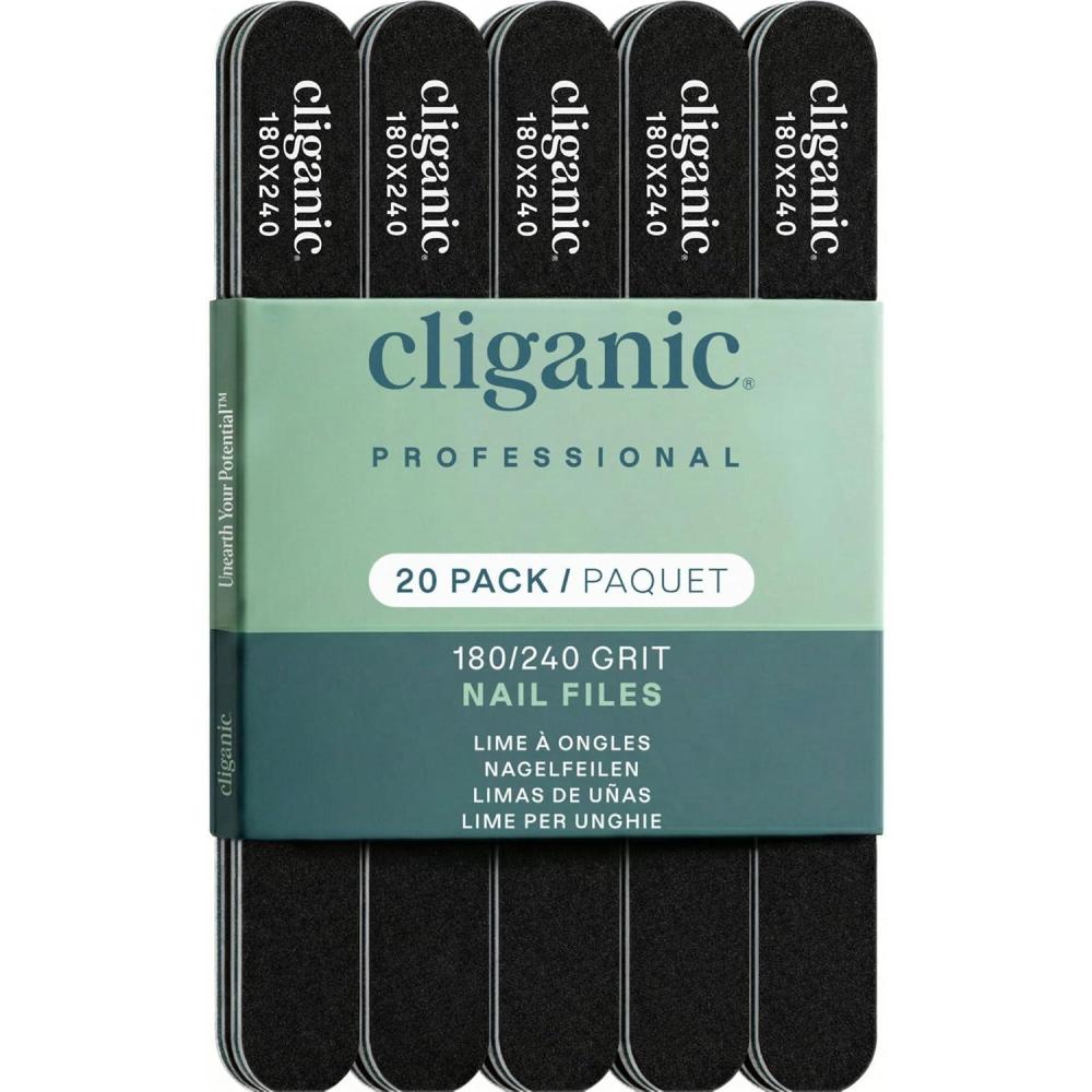 imageCliganic 12 Pack Nail File Set 180240 Grit Professional Emery Boards for Natural Gel amp Acrylic Nails Washable Double Sided Kit Cliganic 90 Days Warranty20 Count Pack of 1