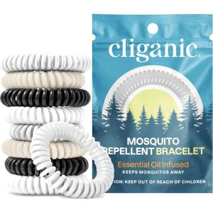 Cliganic 10 Pack Mosquito Repellent Bracelets for Adults & Kids (Neutral Colors) – Natural DEET-Free Bands, Individually Wrapped(1 Count (Pack of 10))