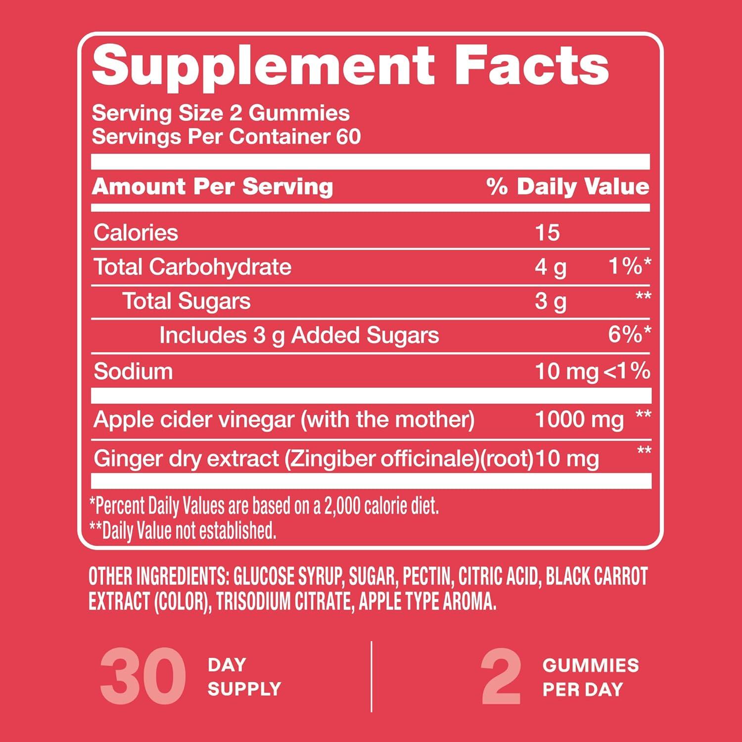 imageCliganic Apple Cider Vinegar Ginger Gummies 1000 mg per Serving Apple Flavor ACV Supplement for Women amp Men NonGMO Supports Digestion Detox amp Healthy Metabolism 60 Count1 Count Pack of 60