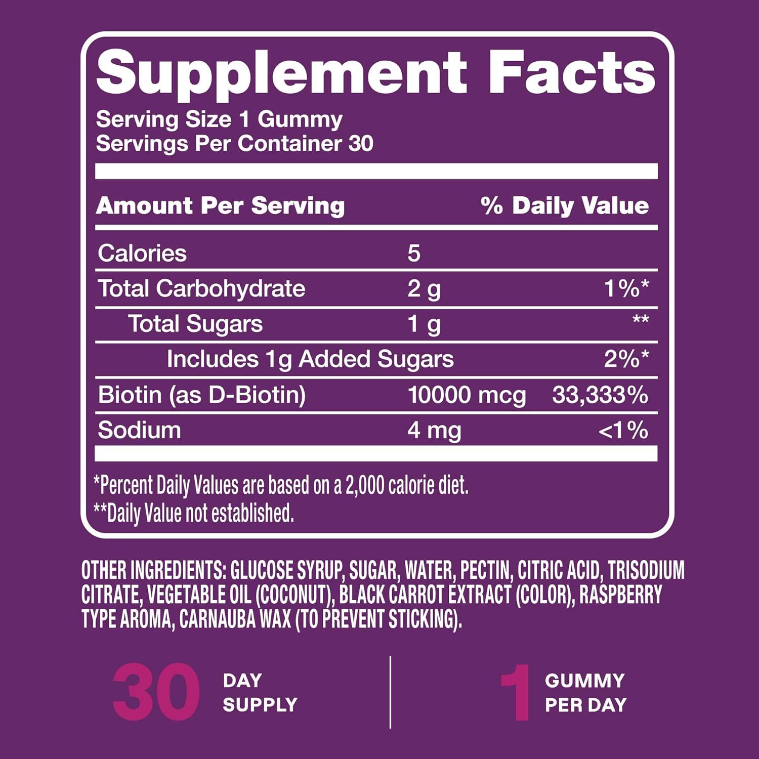 imageCliganic Biotin Gummies Extra Strength 10000 mcg Biotin per Gummy Raspberry Flavored Supplement for Men amp Women NonGMO Supports Hair Growth and Strong Healthy Hair Nails amp Skin 60 Count1 Count Pack of 60