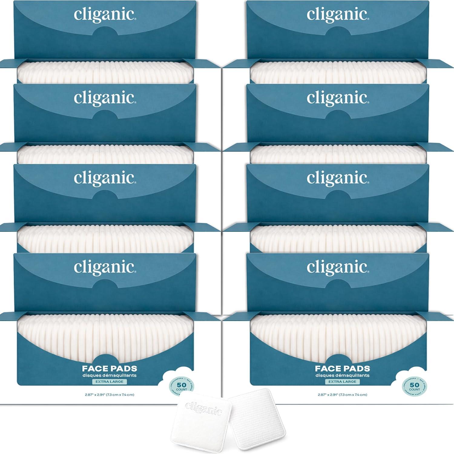 imageCliganic Extra Large Face Pads 200 Count Soft Extra Absorbent Ultra Durable Hypoallergenic For Makeup Nail Polish amp Daily Buildup Removal Toner amp Cleanser Application Dual Sided amp LintFree50 Count Pack of 8