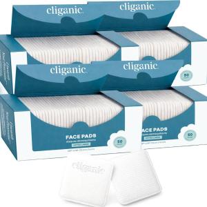 Cliganic Extra Large Face Pads (200 Count) – Soft, Extra Absorbent, Ultra Durable, Hypoallergenic, For Makeup, Nail Polish & Daily Buildup Removal, Toner & Cleanser Application, Dual Sided & Lint-Free(50 Count (Pack of 4))