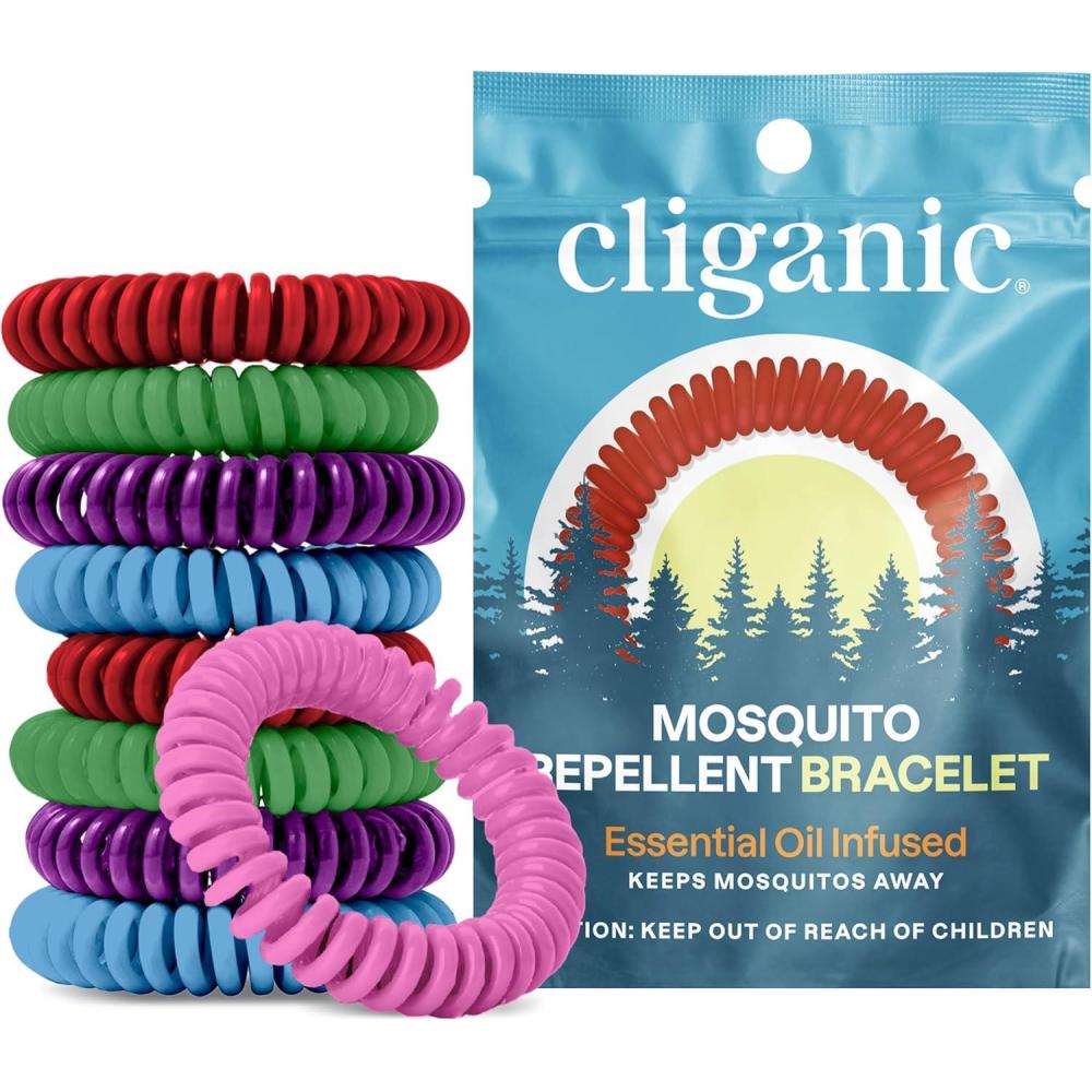 imageCliganic 40 Pack Mosquito Repellent Bracelets for Adults amp Kids Rainbow Colors Natural DEETFree Bands Individually Wrapped1 Count Pack of 40