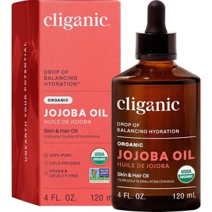 Cliganic Organic Jojoba Oil, 100% Pure (8oz) | Moisturizing for Face, Hair, Skin & Nails | Natural Cold Pressed Hexane Free | Base Carrier Oil(4 Fl Oz (Pack of 1))