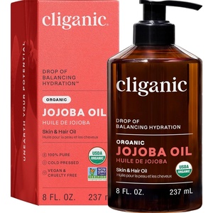Cliganic Organic Jojoba Oil, 100% Pure (8oz) | Moisturizing for Face, Hair, Skin & Nails | Natural Cold Pressed Hexane Free | Base Carrier Oil(8 Fl Oz (Pack of 1))