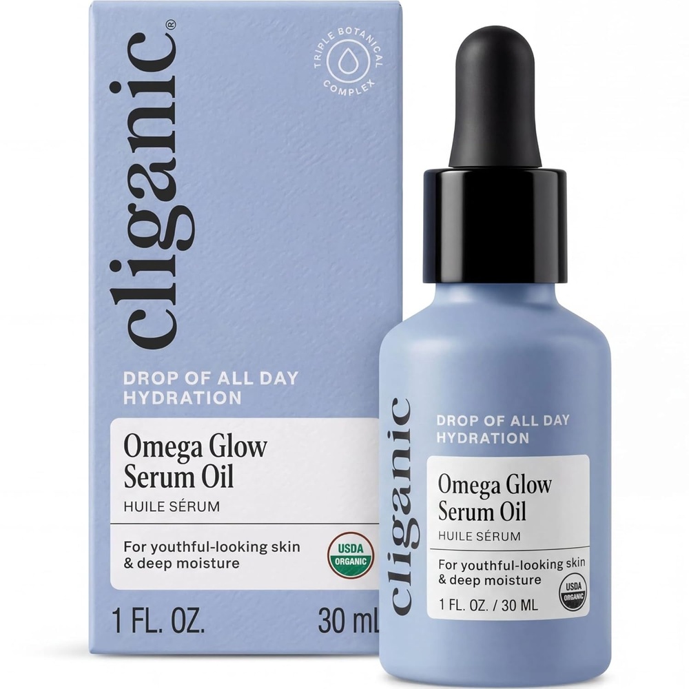 image:imageCliganic Omega Glow Face Serum with Triple Botanical Complex Jojoba Rosehip amp Argan Oils Hydrating Facial Serum Helps Reduce the Look of Fine Lines amp Plump Skin 1 oz