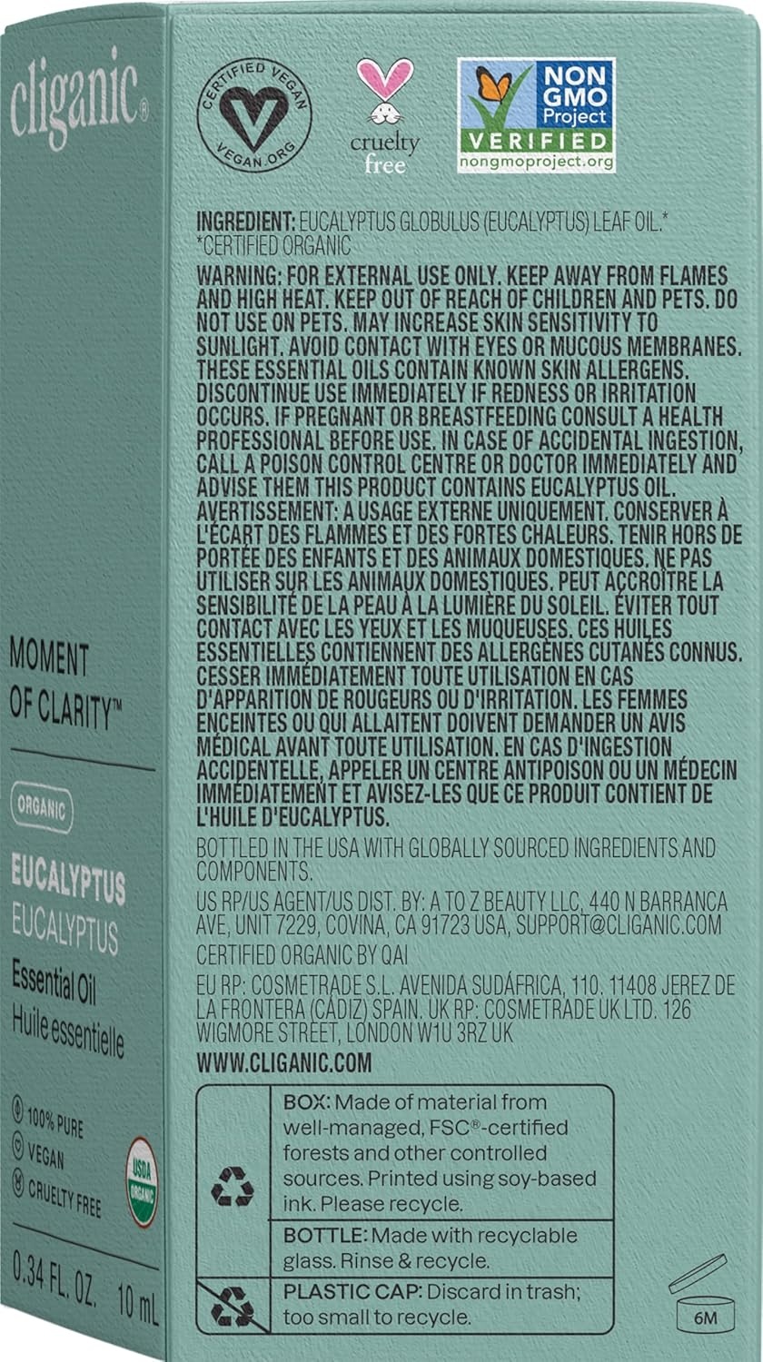 image:imageCliganic May Chang Essential Oil 100 Pure Natural for Aromatherapy NonGMO Verified033 Fl Oz Pack of 1