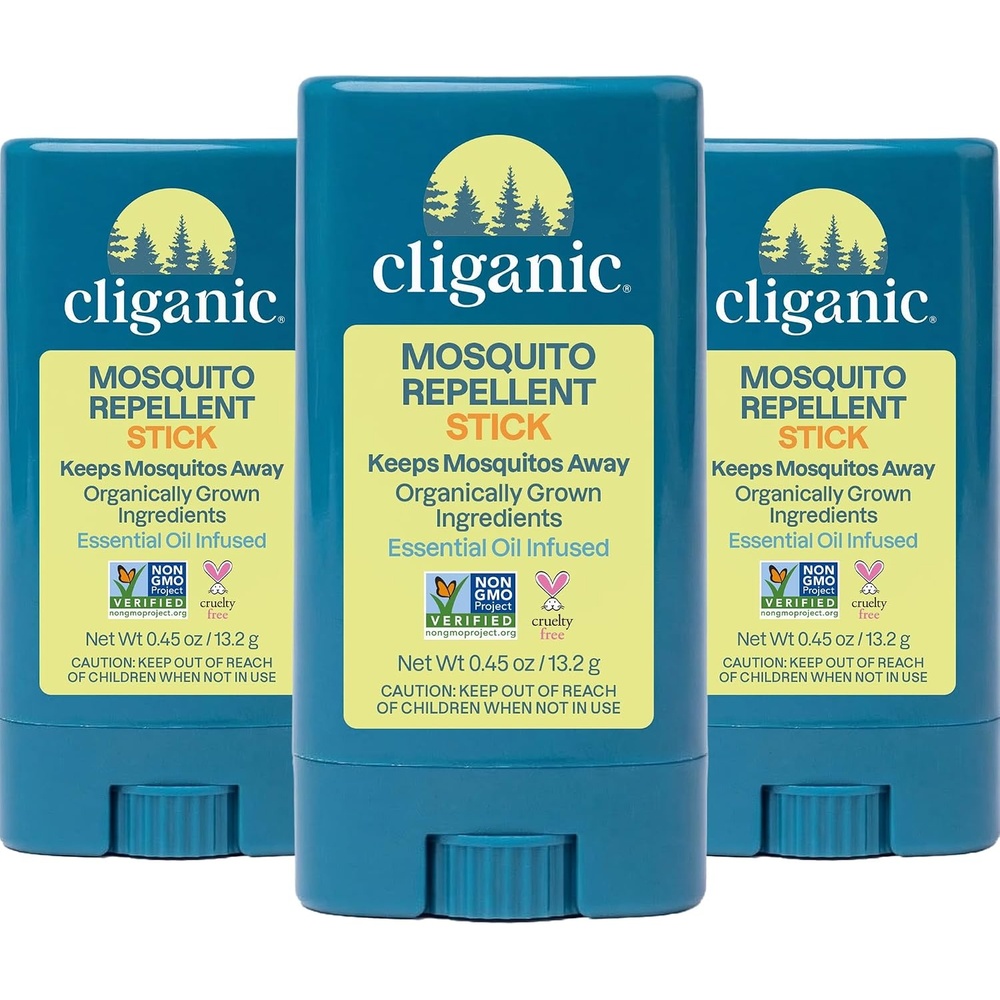 image:imageCliganic Mosquito Repellent Stick for Adults amp Kids 5 Hours of Natural DEETFree Protection NonGMO Verified with Organically Grown Ingredients amp Essential Oils Easy to Use Travel Stick 3 Pack1 Count Pack of 3