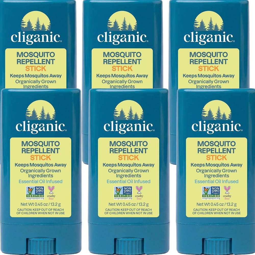 image:imageCliganic Mosquito Repellent Stick for Adults amp Kids 5 Hours of Natural DEETFree Protection NonGMO Verified with Organically Grown Ingredients amp Essential Oils Easy to Use Travel Stick 3 Pack1 Count Pack of 6