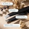 Cliganic Professional Eyebrow Tweezers Slant Tip – Precision for Men & Women, Stainless Steel Best for Plucking Chin Facial Hair(Black)
