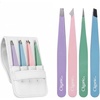 Cliganic Professional Eyebrow Tweezers Slant Tip – Precision for Men & Women, Stainless Steel Best for Plucking Chin Facial Hair(Assorted)
