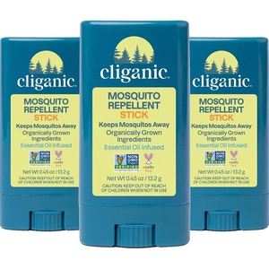 Cliganic Mosquito Repellent Stick for Adults & Kids – 5 Hours of Natural, DEET-Free Protection, Non-GMO Verified, with Organically Grown Ingredients & Essential Oils, Easy to Use Travel Stick -3 Pack(1 Count (Pack of 3))