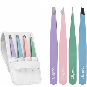 Cliganic Professional Eyebrow Tweezers Slant Tip – Precision for Men & Women, Stainless Steel Best for Plucking Chin Facial Hair(Assorted)