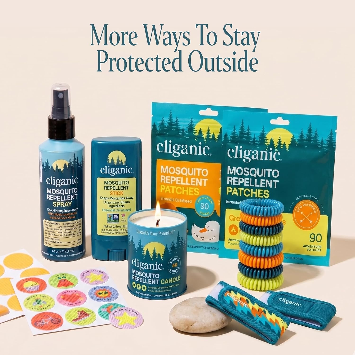 image:imageCliganic Mosquito Repellent Stickers for Kids amp Adults Bug Patches 80 Pk180 Count Pack of 1