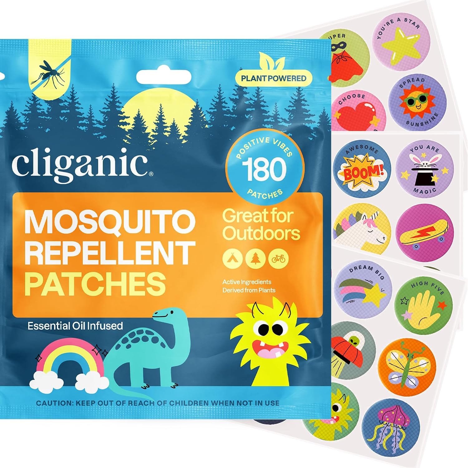 image:imageCliganic Mosquito Repellent Stickers for Kids amp Adults Bug Patches 80 Pk180 Count Pack of 1