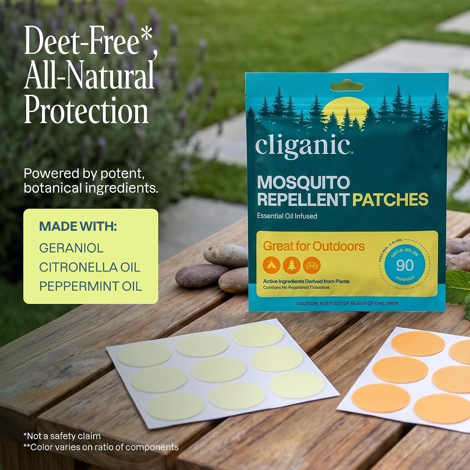 image:imageCliganic Mosquito Repellent Stickers for Kids amp Adults Bug Patches 80 Pk90 Count Pack of 1