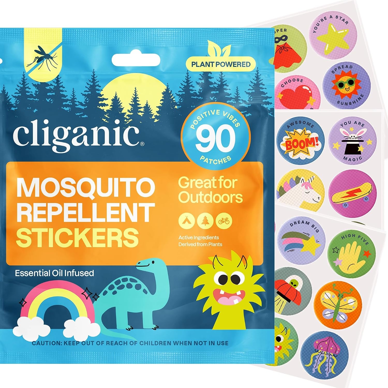 image:imageCliganic Mosquito Repellent Stickers for Kids amp Adults Bug Patches 80 Pk90 Count Pack of 1