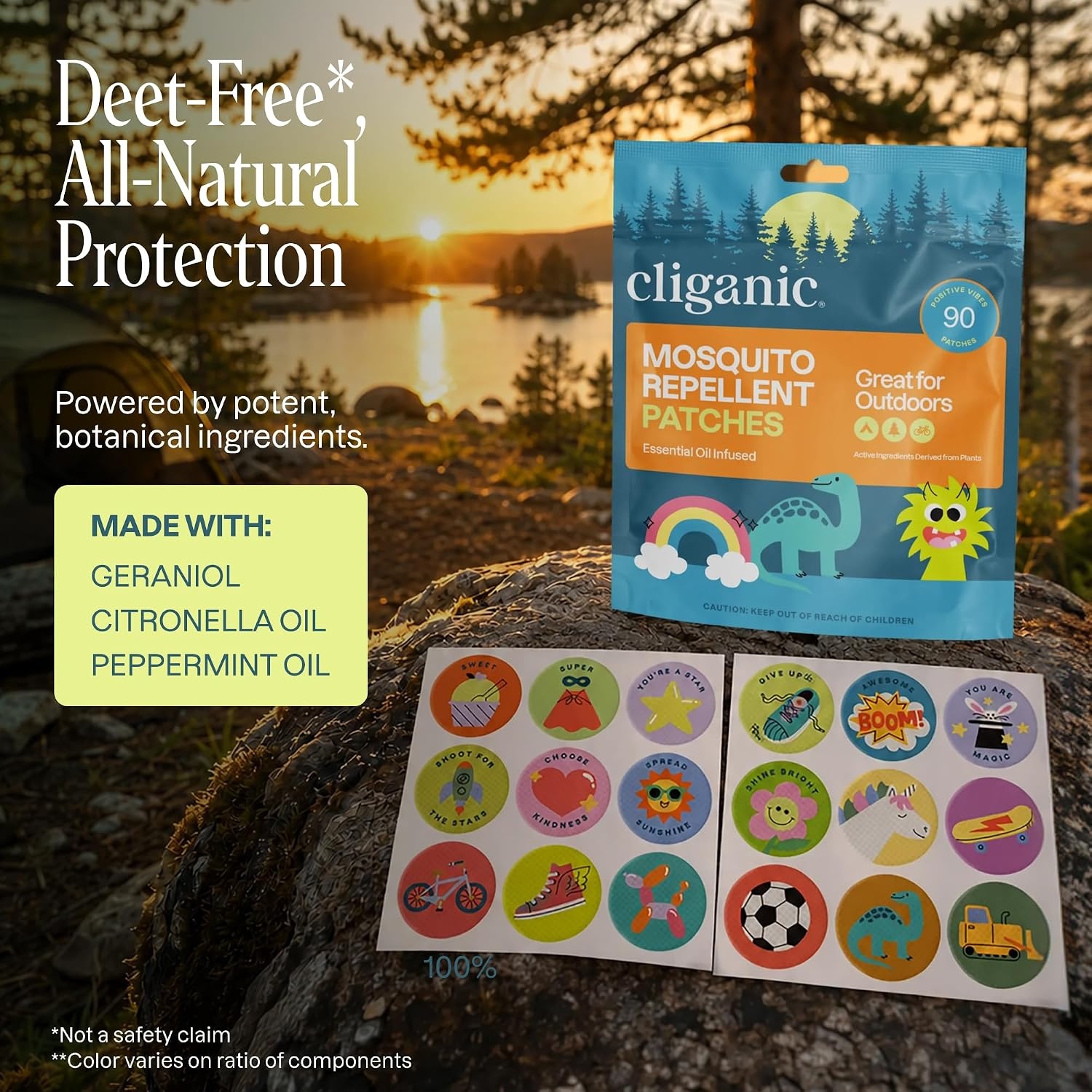 image:imageCliganic Mosquito Repellent Stickers for Kids amp Adults Bug Patches 80 Pk90 Count Pack of 1