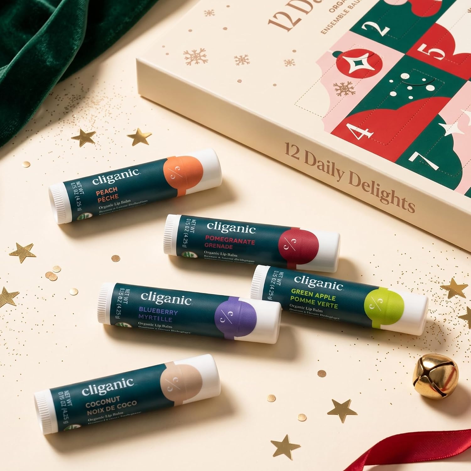 image:imageCliganic Organic Lip Balm Set 12 Daily Delights Advent CalendarHoliday Set