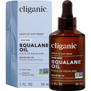 Cliganic Pure Squalane Oil for Skin & Hair (1oz) – Non-GMO Verified, Natural Plant-Derived Face Moisturizer(1 Fl Oz (Pack of 1))